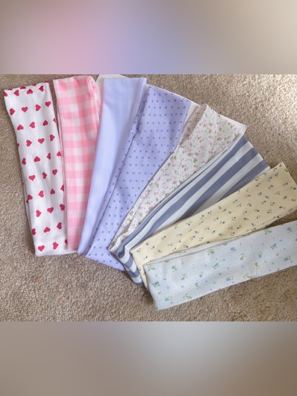 Multi-colored pack of 8 headbands with cute prints